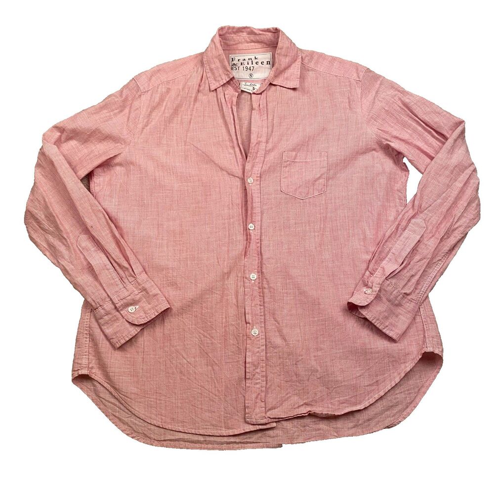 Frank & Eileen Shirt Womens S Red Striped Eileen Italian Fabric USA Made Classic